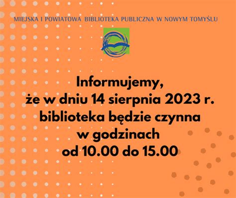 Zmiana godzin pracy biblioteki MiPBP Nowy Tomyśl