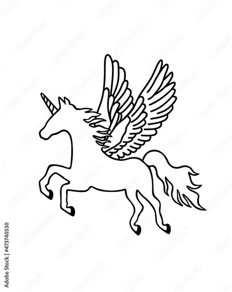 Black vector flying unicorn Pegasus horse pony silhouette with wings ...