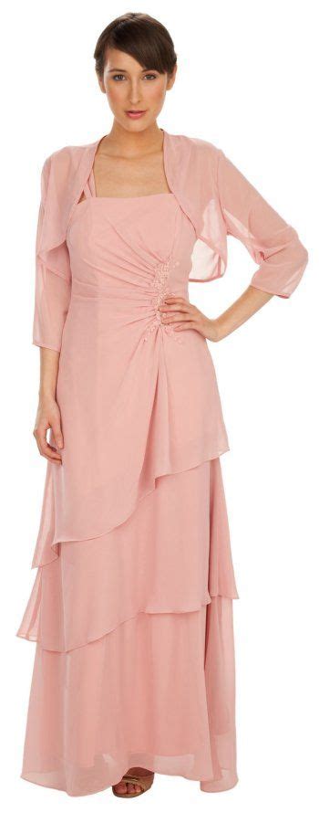 Mauve Mother Of The Bride Groom Dress Chiffon Gown Long Sleeve Jacket