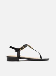 Sandália Nude Arezzo Verniz Slim Salto Baixo Metal ZZ MALL