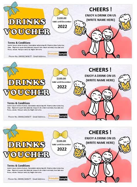 Free Sample Drinks Voucher Templates Printable Samples