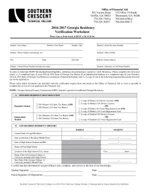 Fillable Online Sctech Bgeorgiab Residency Verification