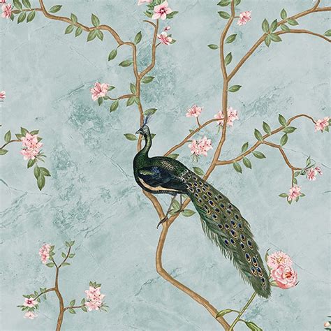 Peacock Chinoiserie Wallmural Sr 822782 Chennai Blinds