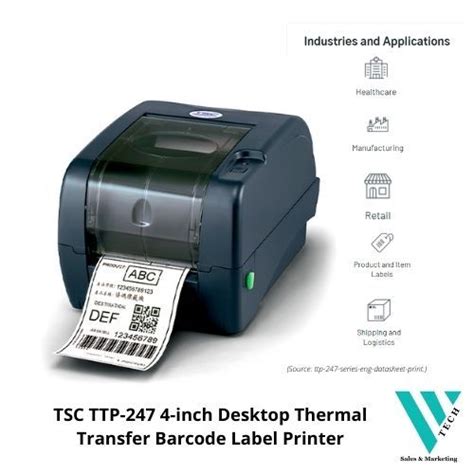 Tsc Ttp 247 4 Inch Desktop Thermal Transfer Barcode Label Printer Lazada