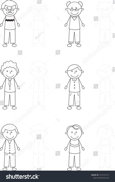 Stick Figures Man Vector Drawing Template Stock Vector (Royalty Free ...