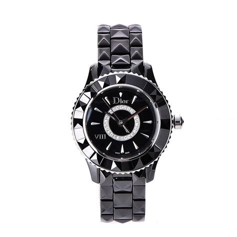 Christian Dior Ceramic Diamond 28mm Dior Viii Quartz Watch Black 234205