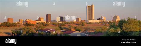 Golden Light Hits The Buildings And Landscape Of Amarillo Texas Stock