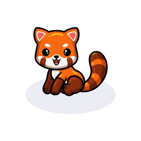 Cute Little Red Panda Cartoon Sitting 10808024 Vector Art At Vecteezy