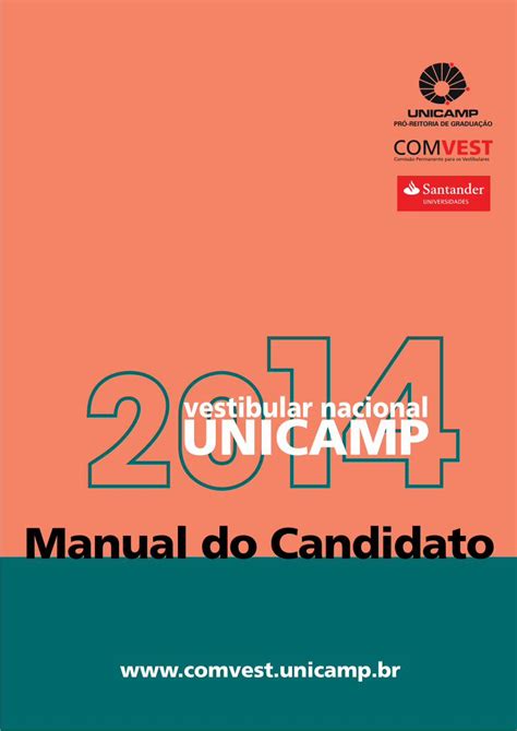 PDF Manual Do Candidato Manual Do Candidato Vestibular Unicamp 2014