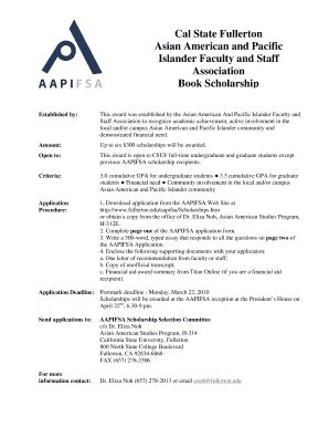 Fillable Online Fullerton AFSA Book Scholarship Flyer And Application