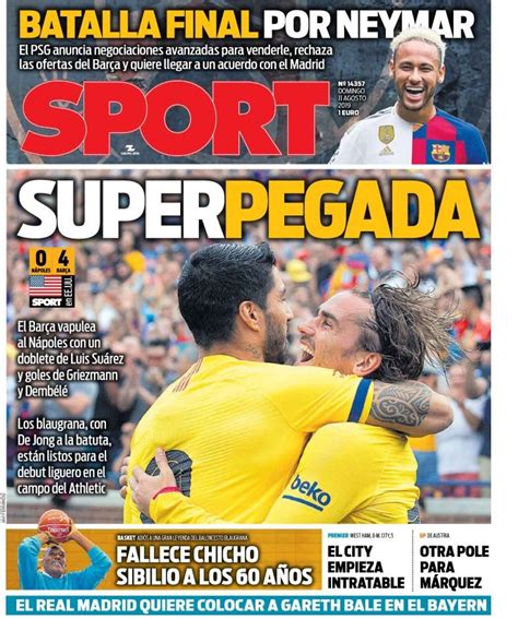 La Portada Del Diario Sport 11 08 2019