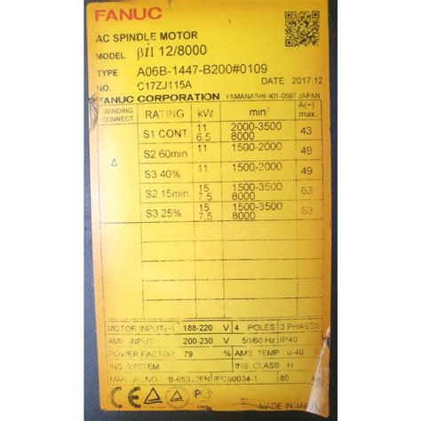 Jual Fanuc Ac Spindel Motor Model Bil Type A B B