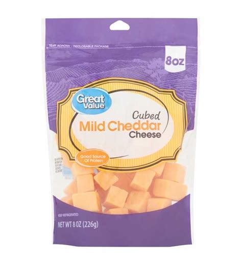 Great Value Cubed Mild Cheddar Cheese 8 Oz