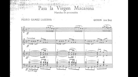 Pasa la Virgen Macarena Pedro Gámez Laserna Partitura YouTube