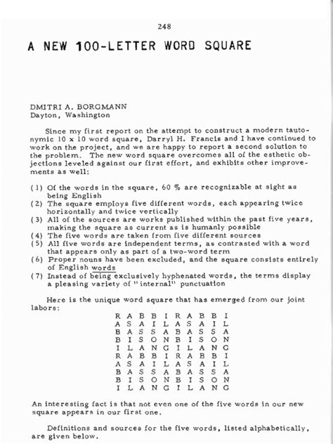 100 Letter Word Square Pdf Linguistics