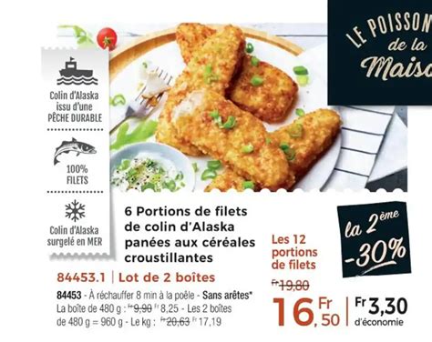 Promo 6 Portions de filets de colin d Alaska panées aux céréales