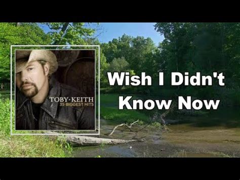 Toby Keith Wish I Didn T Know Now Lyrics YouTube