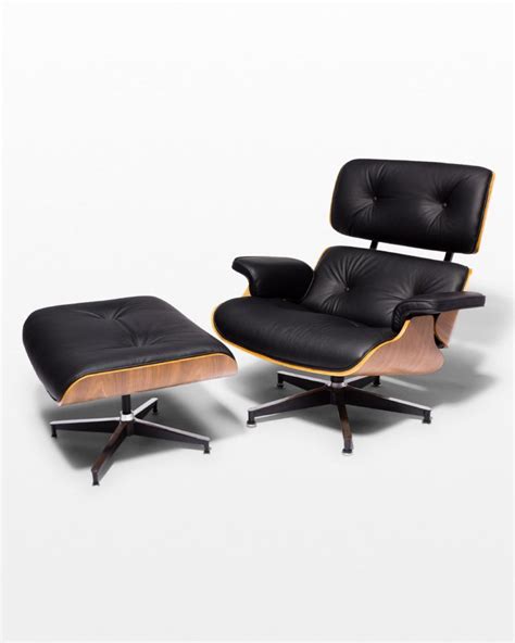 CH587 Black Eames-Style Lounge Chair and Ottoman Prop Rental - ACME Brooklyn