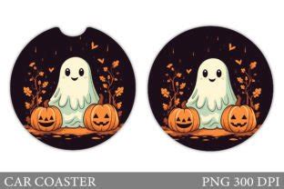 Cute Halloween Ghost Car Coaster Graphic By Shishkovaiv Creative Fabrica