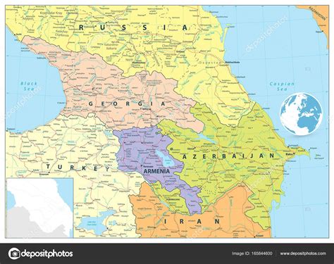 Caucasus Political Map Stock Illustration by ©Cartarium #165844600