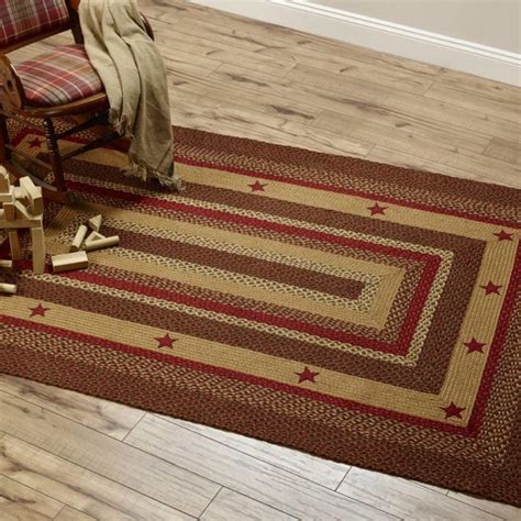 Cinnamon Star Appliqued Jute Area Rugs Country Style Braided Jute Rugs