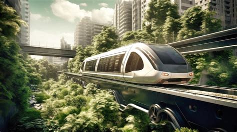 Premium AI Image | A highspeed train enters a futuristic train station ...