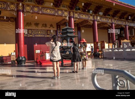 Worshipers Praying At The Hsi Lai Buddhist Temple Puente Hills