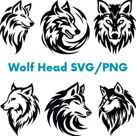 Wolf Head Svg Clipart 6 Pack Of Versatile Designs For Crafts Etsy