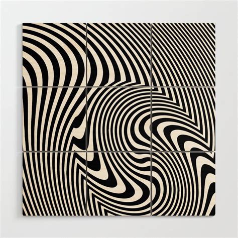 Optical Illusion Op Art Black And White Wooden Wall Art by ...