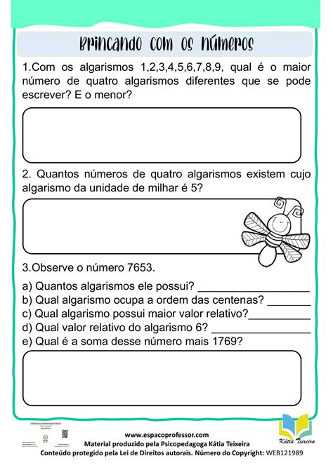 05 Atividades De Matemática 4º Ano Para Baixar