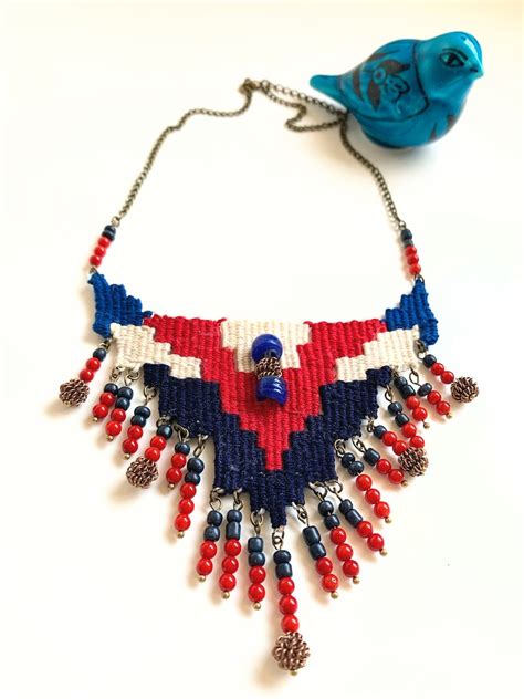 Woven Necklace Fiber Jewelry Kilim Necklace Handwoven Etsy