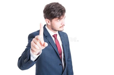 Business Man Standing Showing Wait Gesture Stock Image Image Of