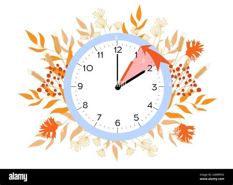 Daylight Saving Time Ends Vector Illustration With A Clock Turning An