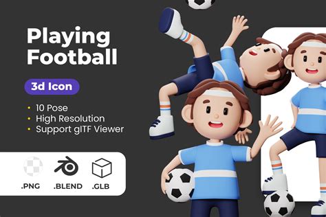 Playing Football 3D Illustration Pack - 10 Free Download Sports & Games ...