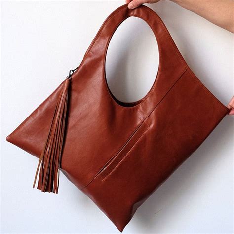 Soft Leather Hobo Bag Oversized Shoulder Bag Cognac Laptop Etsy