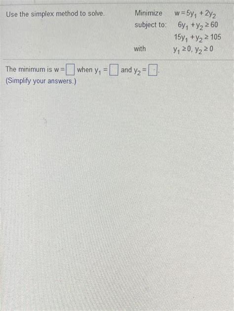 Solved Use The Simplex Method To Solve Minimize Subject To Chegg