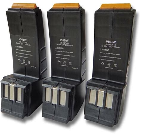 Vhbw Sparset 3x Ni MH Akku 2100mAh 12V Kompatibel Mit Werkzeuge Festo