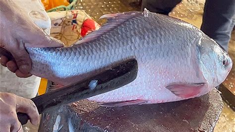 Big Katla Fish Cutting Skills In Fish Market Amazing Fish Cutting