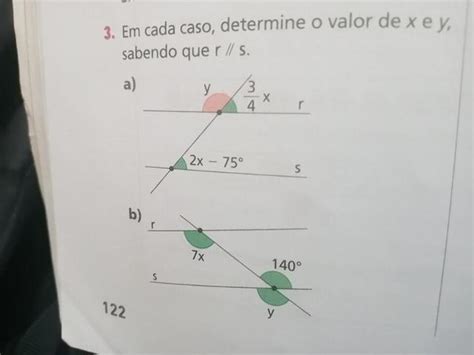 Determine O Valor De X Em Cada Caso - Em cada caso, determine o valor de X e Y, sabendo que r//s. Me ajudem ...