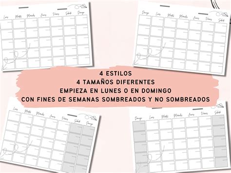 Calendario Mensual En Blanco Para Imprimir Pdf Planificador Mensual