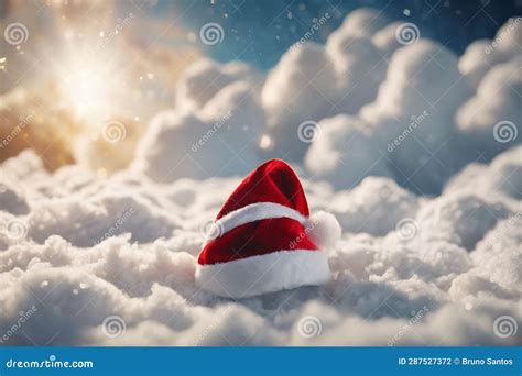 Angelic Christmas Hat In Paradise With Many Cloudsxmas Background