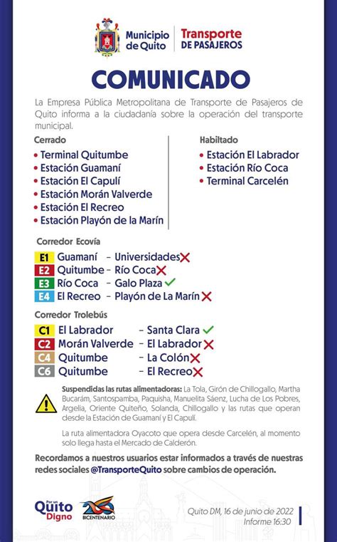 Empresa de Pasajeros Quito on Twitter ACTUALIZACIÓN Conoce la