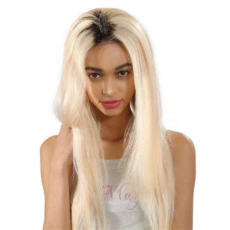 Two Tone Ombre 1b 613 Full Lace Human Hair Wigs Silky Straight