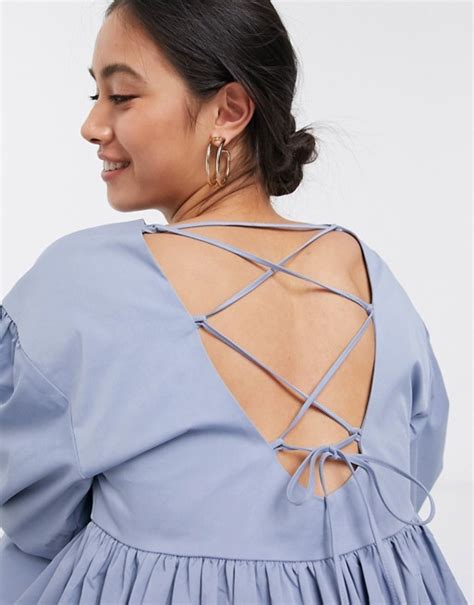 Ghospell Extreme Oversized Smock Dress With Tie Open Back ASOS