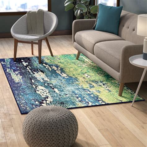 Latitude Run Tavistock Green/Navy Blue Area Rug & Reviews | Wayfair