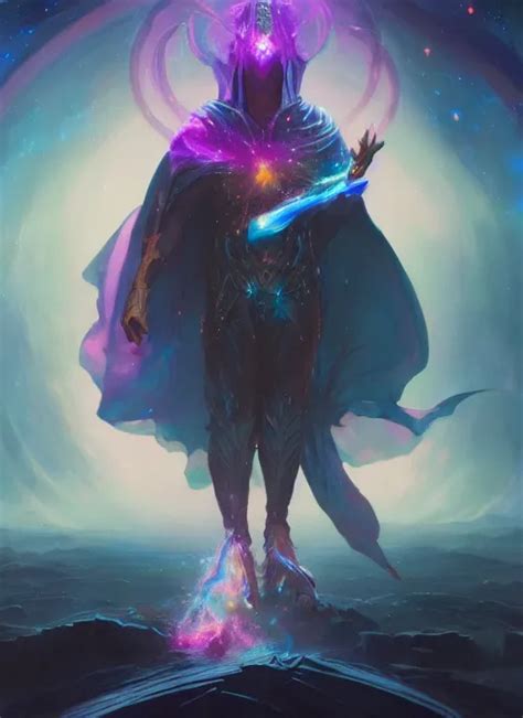 Cosmic Wizard With A Cape Epic Scene Colors Holy Stable Diffusion