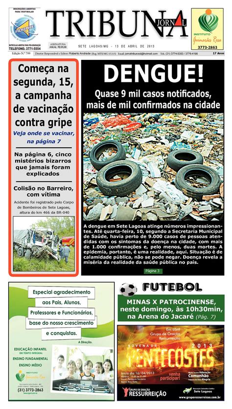 Calam O Jornal Tribuna De Sete Lagoas Edi O