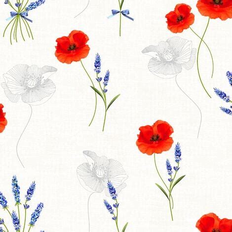 Rouleau De Nappe Toile Ciree M Lavande Et Coquelicot