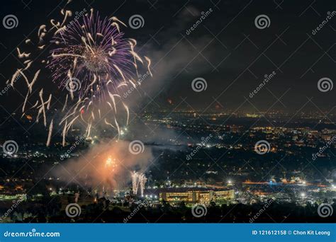 Beautiful Fireworks Over the Famous Rose Bowl Stock Photo - Image of ...