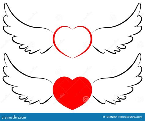 Flying Heart Symbol In Wings Stock Vector Illustration Of Angel